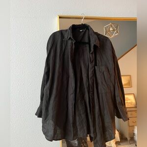 Zara 100% Linen  Black Shirt
